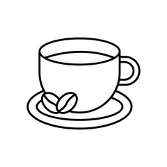 Coffee Cup Line Icon: Hot Drink and Beverage
