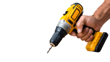 Hands holding a power tool while making adjustments on a wooden surface