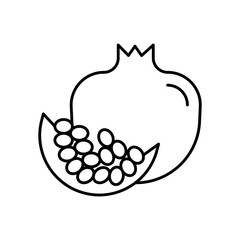 Pomegranate Fruit Line Icon: Healthy Food and Fresh Produce
