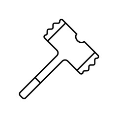Tenderizer Kitchen Tool Line Icon: Meat Preparation and Cooking