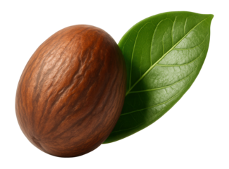 Shea nut with leaf.