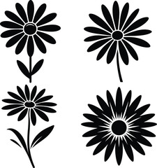 Diverse Daisy Flower Silhouettes Collection - Floral Logos and Icons