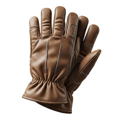 Naklejka premium Close up of a brown leather work glove with detailed stitching isolated on transparent background