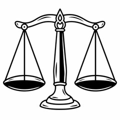 Illustration of a classic balance scale with two pans hanging from a central beam and stand design "svg"