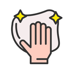 Wipe with Hand icon vector image. Suitable for mobile apps, web apps and print media.