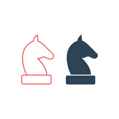 Knight chess piece vector illustration icons set