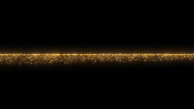 Gold particles. Lines. Suitable for use as material for lower thirds. Black background. Gorgeous look.