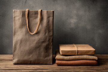 Shopping bag with box and tissue paper mockup for branding presentation