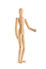 Decorative wooden mannequin isolated on white background