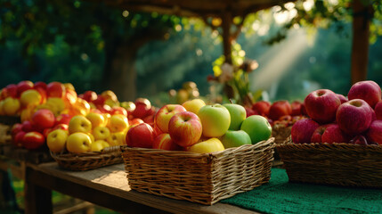 Bountiful apple harvest displayed vibrant fall festival warm