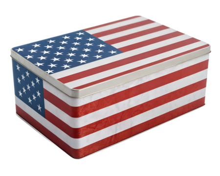 USA Flag Surprise Gift Box Isolated on Transparent Background - Powered by Adobe