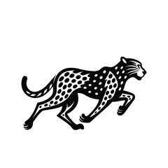 Stylized black and white cheetah illustration in full gallop