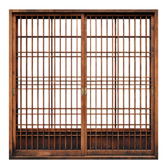 Wooden sliding doors, traditional Japanese style,  gridded design