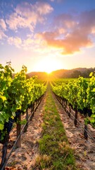 Naklejka premium Vineyard at sunset (3)