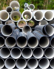 Stacked plastic pipes