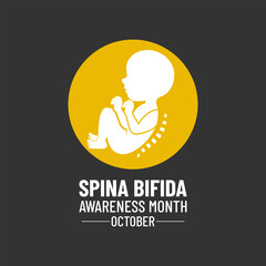 Spina Bifida awareness month is observed every year in October. This month is awareness Educate people and families about this neural tube birth defect. Banner poster, flyer and background design.