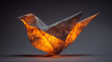 glowing origami bird