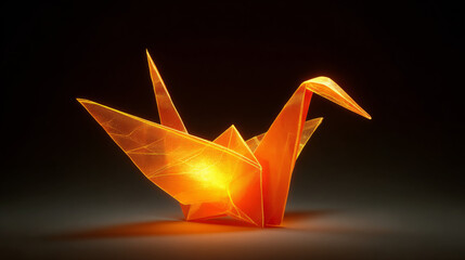 glowing origami bird
