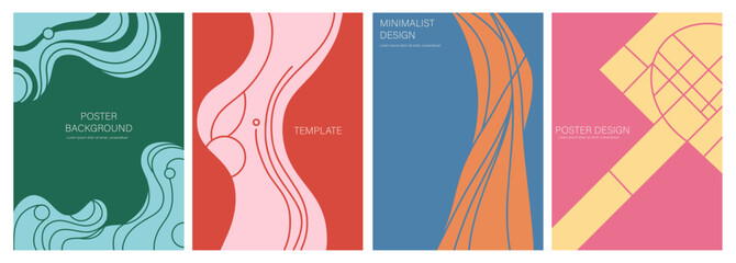 Bold Abstract Motion Line Vector Set. Minimalist Gradient Covers with Energetic Wave Patterns for Ads, Banners, and Social Media.