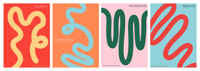 Dynamic Curve Gradient Poster Vector Collection. Sleek Minimalist Templates with Flowing Lines for Social Media, Banners, Flyers, and Music Covers.