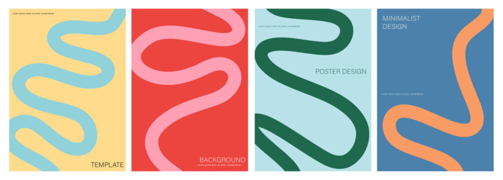 Vibrant Abstract Wave Background Set. Modern Minimalist Designs with Colorful Motion Lines for Ads, Covers, and Social Media Graphics.