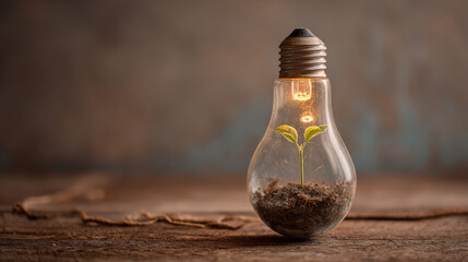 plant growing inside light bulb