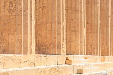 The wall is made of stone and has a rough texture, Acropolis in Athens