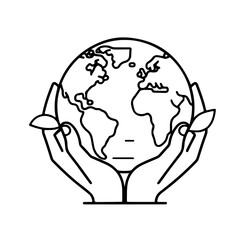 Hands Holding Earth with Green Leaves – Save Planet Illustration

