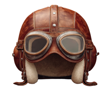 Vintage leather aviator helmet with goggles