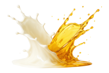 Whey and oil splash on a banner.