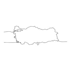 Vector line art of Turkey map outline in minimal continuous one line abstract geographic style for design and cartography