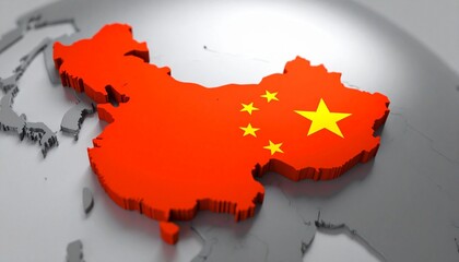 China map in red overlaid on globe