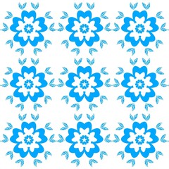 Light blue flower and leaf pattern on a white background