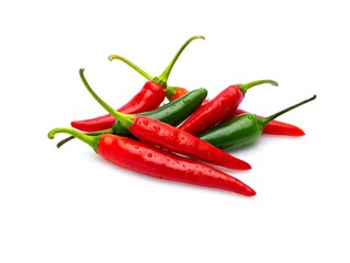 Fresh Chili Peppers Isolated White Background Spicy Food Concept