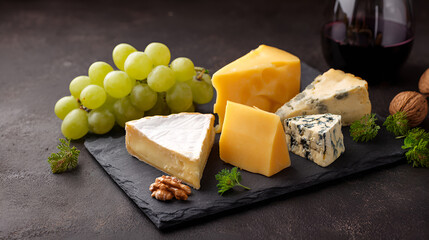 Artisanal plant-based cheese board with grapes