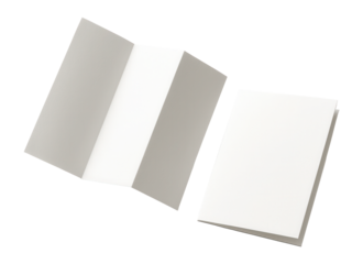 Blank templates of tri-fold and bi-fold brochures for design.