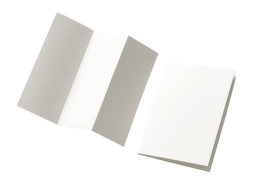 Blank templates of tri-fold and bi-fold brochures for design.