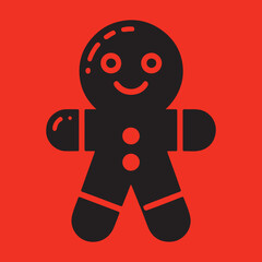 Gingerbread man vector in black and white 