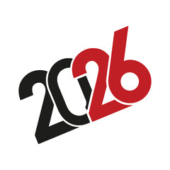 Modern 2026 New Year Design: Bold Red and Black Typography for Festive Celebrations