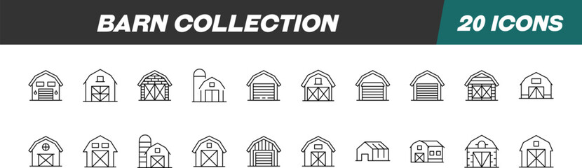 Line Signs of Barn for Adverts. Suitable for books, stores, shops. Editable stroke in minimalistic outline style. Symbol for design