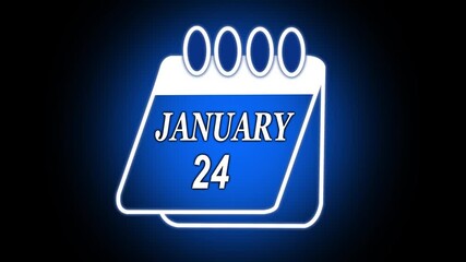 January month 24 date calendar icon animation. Digital calendar design icon animation 4k video.
