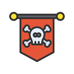 Pirate Flag II icon vector image. Suitable for mobile apps, web apps and print media.