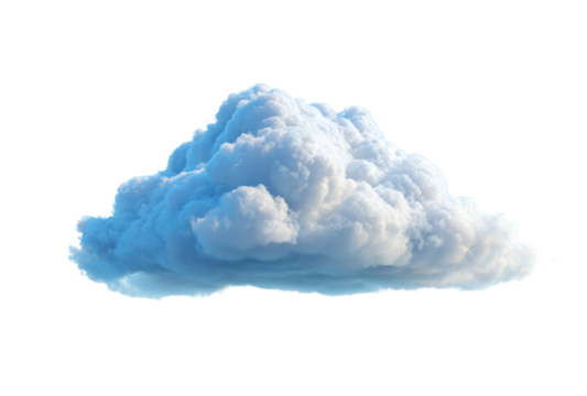 Fluffy white cloud isolated on transparent background, a serene and dreamy element for designs related to nature, weather, and imagination