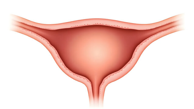 Anatomy & Physiology A sagittal view of the urinary bladder, isolated on white, showing internal sphincter, external sphincter, and trigone for continence education and(6)