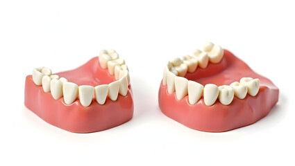 Anatomy & Physiology A side-by-side model of adult and child teeth, isolated on white, showing differences in shape, number, and eruption for pediatric dental(1)