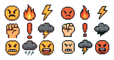 Angry Pixel Art Icons