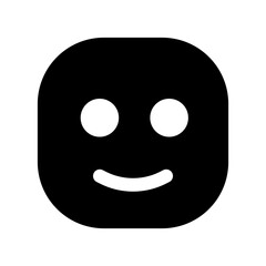 Fototapeta premium A clean graphic illustration of a cheerful face icon, featuring distinct eyes and a gentle smile, designed to convey positive emotions and user-friendly interaction digitally.