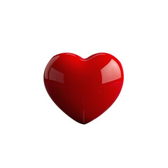 Glossy Red 3D Heart Shape on Transparent Background