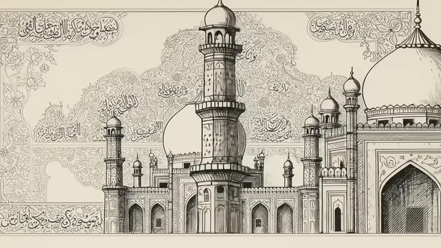 Mosque Calligraphy with India Design.