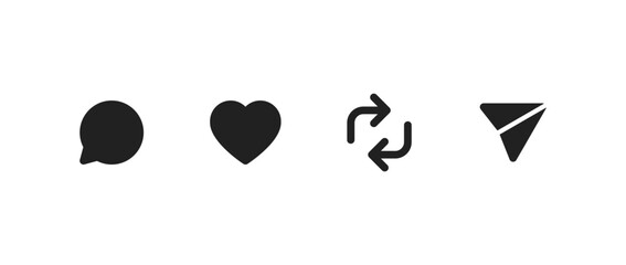Like, comment, repost and send icon set. Vector EPS 10